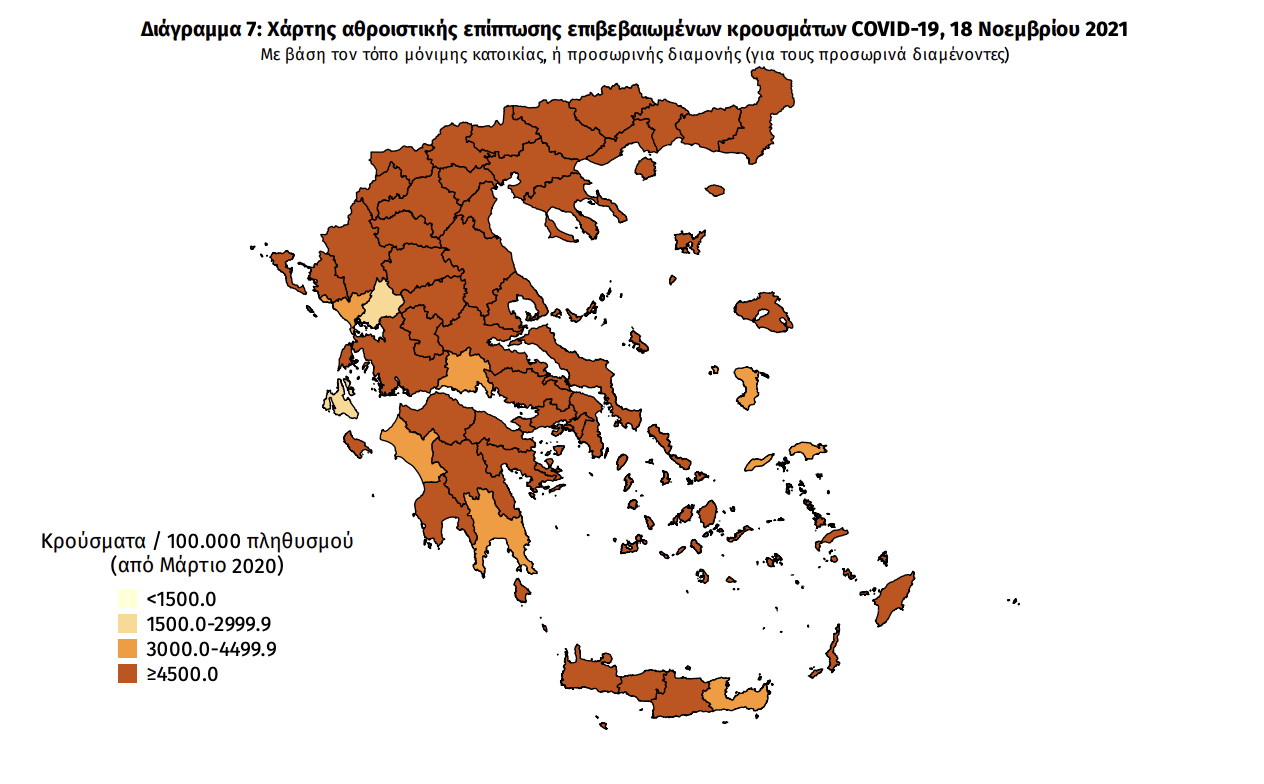 Κατανομή κρουσμάτων 18/11