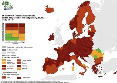 ECDC: Βαθύ κόκκινο για την Ελλάδα 