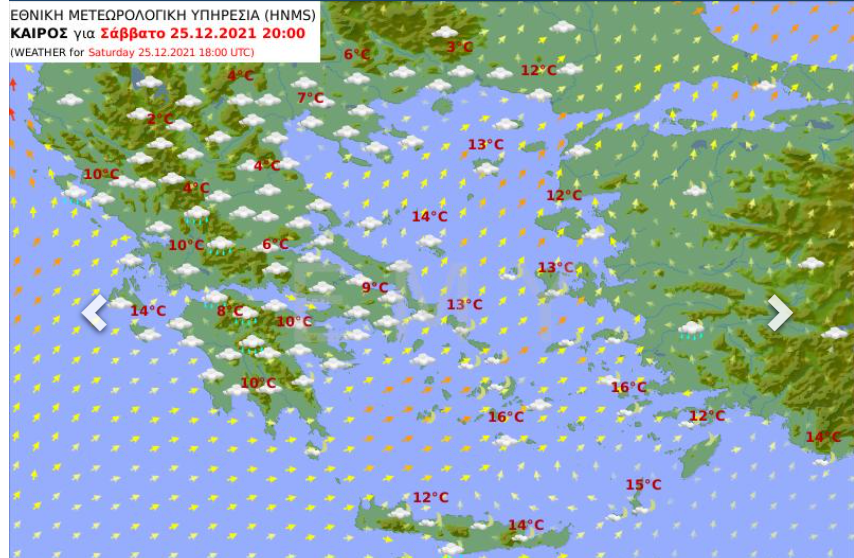 Καιρός σήμερα 25 Δεκεμβρίου