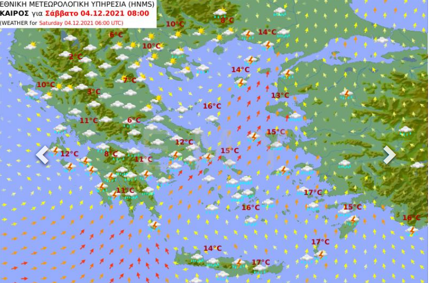 Καιρός σήμερα 4 Δεκεμβρίου