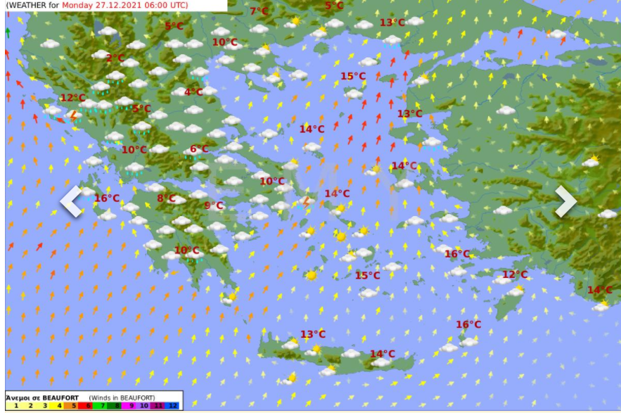 Καιρός σήμερα 27 Δεκεμβρίου