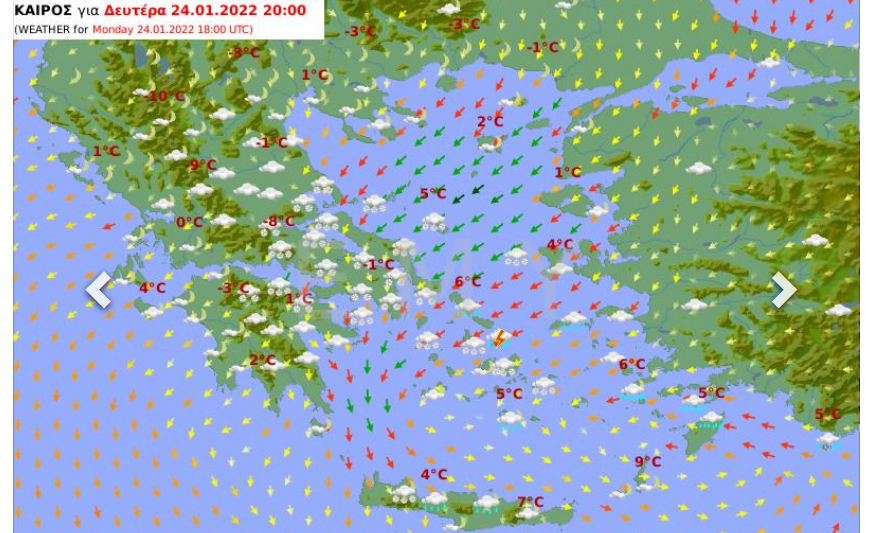 Καιρός σήμερα 24 Ιανουαρίου
