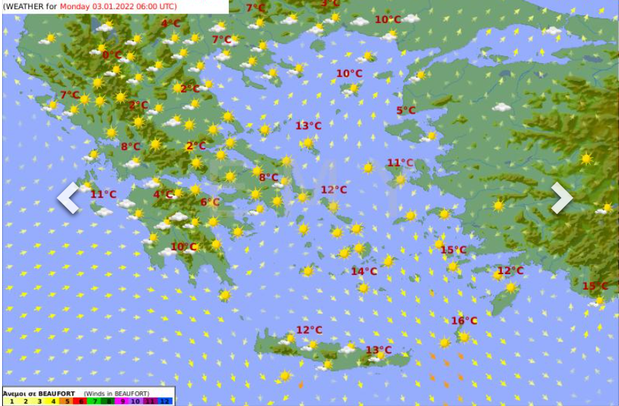 Καιρός αύριο 3 Ιανουαρίου