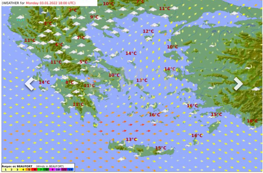 Καιρός αύριο 3 Ιανουαρίου